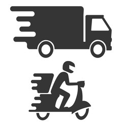 Fast delivery truck and scooter icons on white background. Vector EPS 10