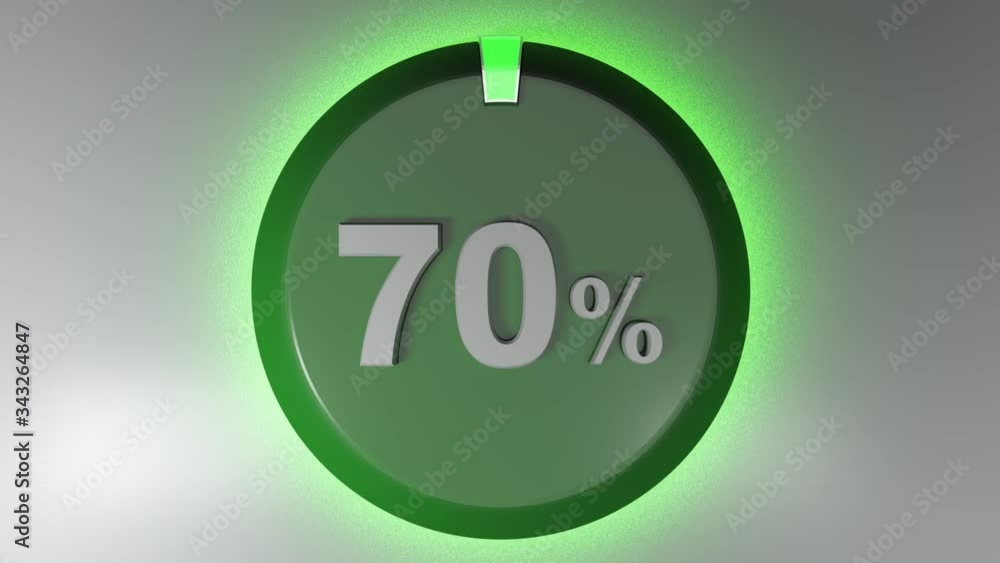 Poster a red circle sign with the write 70% and a rotating cursor - 3d rendering video clip