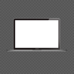 Laptop realistic computer in mockup style, isolated on transparent background. Vector illustration EPS 10