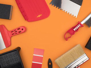 Tool painter plasterer on a orange background.