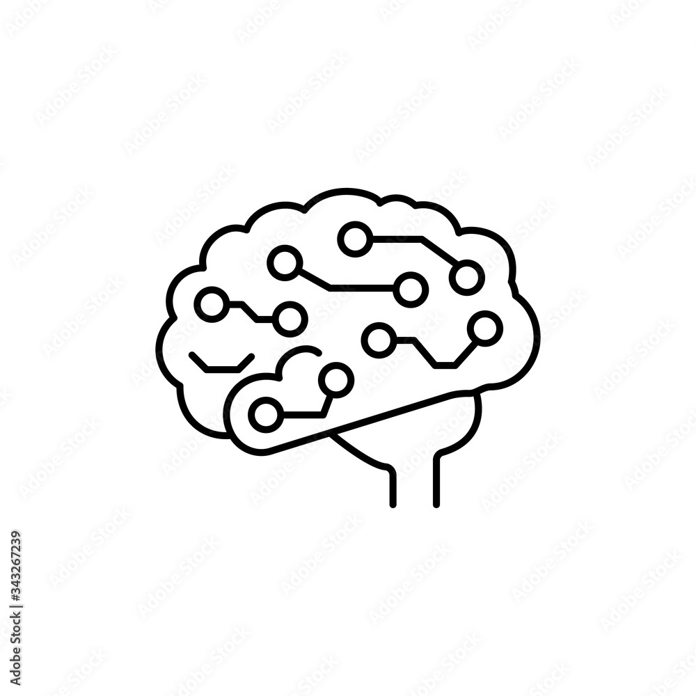 Poster brainstorming, neuron icon. simple line, outline vector elements of neurology for ui and ux, website