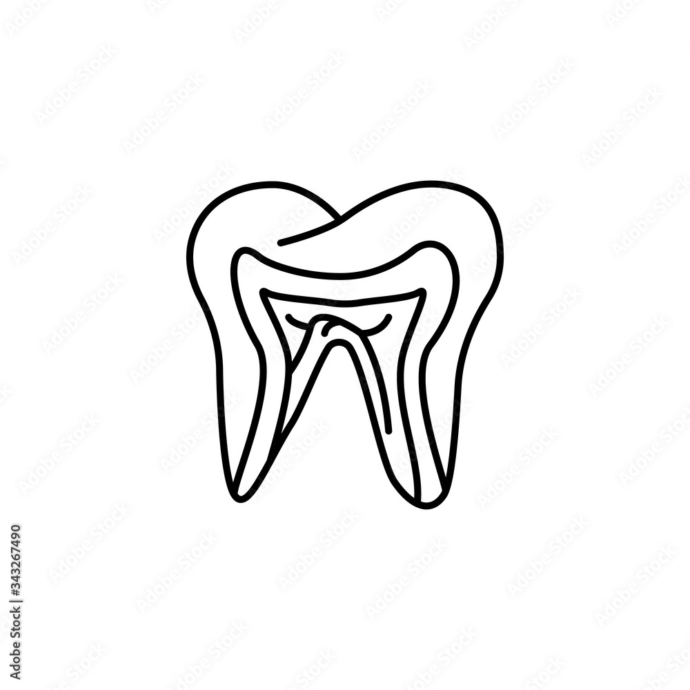 Poster tooth, nerve icon. simple line, outline vector elements of neurology for ui and ux, website or mobil
