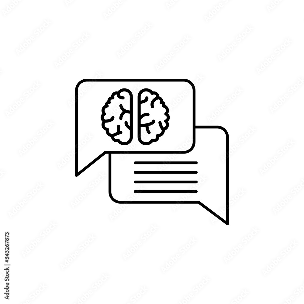 Poster chat, bubble, brain icon. simple line, outline vector elements of neurology for ui and ux, website o