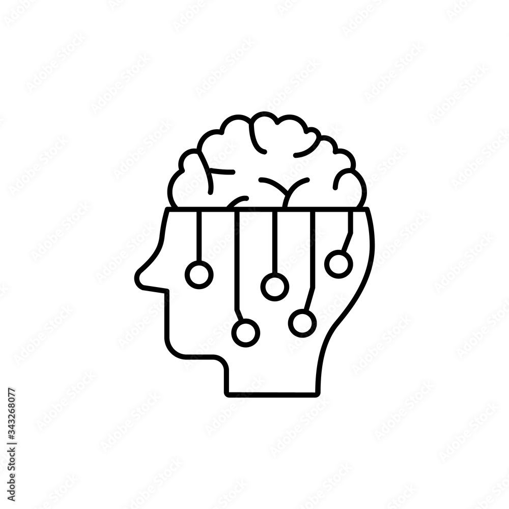 Poster brain, head, neuron icon. simple line, outline vector elements of neurology for ui and ux, website o