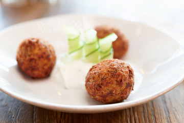 Vegetable croquettes close-up