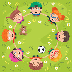 Group Of Funny Children Playing