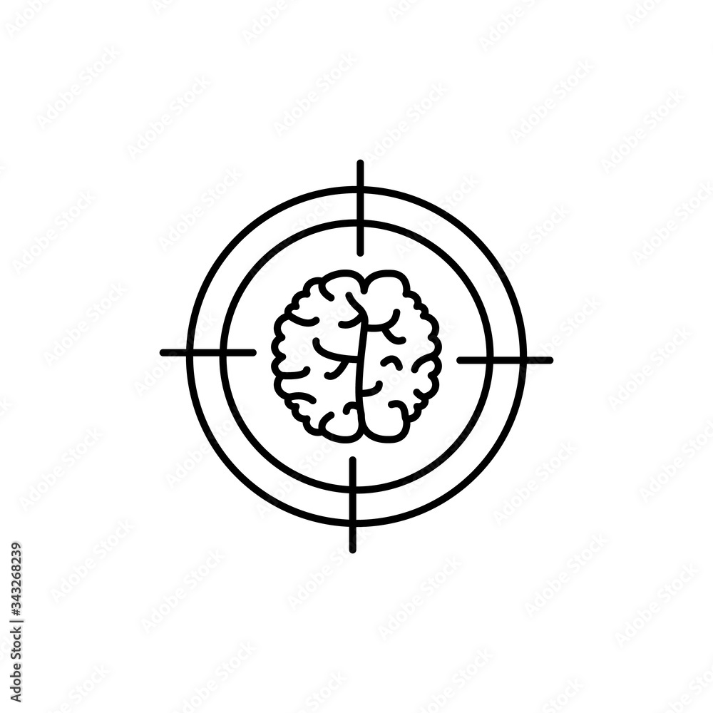 Poster target, brain icon. simple line, outline vector elements of neurology for ui and ux, website or mobi