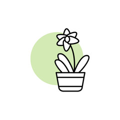 Orchid, plant icon. Simple line, outline vector elements of flora with green circle for ui and ux, website or mobile application