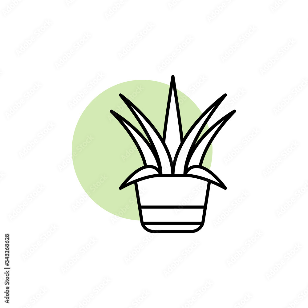 Poster centry, plant icon. simple line, outline vector elements of flora with green circle for ui and ux, w