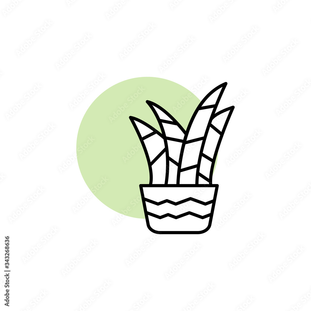Poster snake, plant icon. simple line, outline vector elements of flora with green circle for ui and ux, we