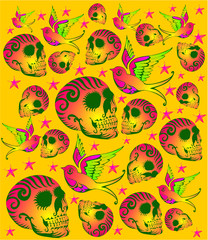 Tattoo tribal skull print and embroidery graphic design vector art