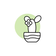 Cactus, plant icon. Simple line, outline vector elements of flora with green circle for ui and ux, website or mobile application