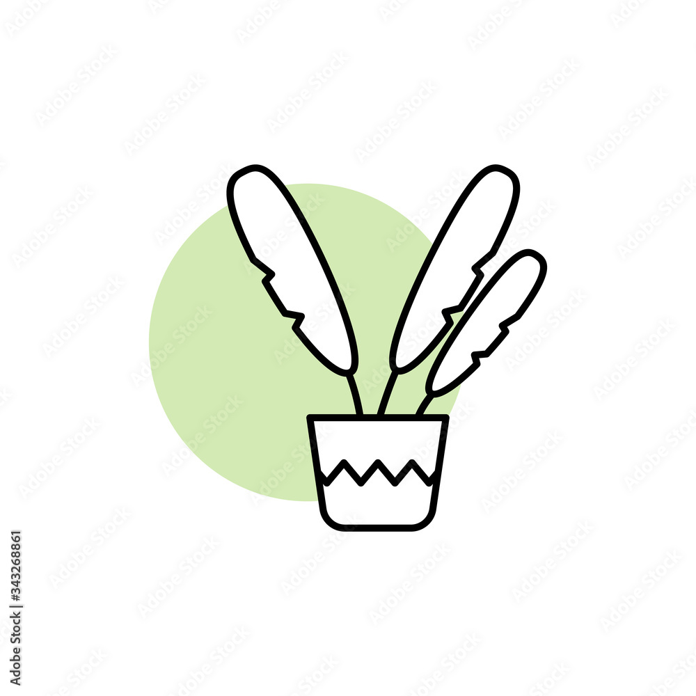Poster plant, leaf, botanic icon. simple line, outline vector elements of flora with green circle for ui an