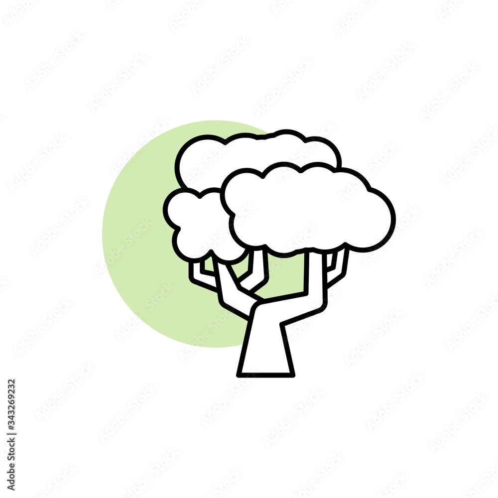 Poster tree, plant icon. simple line, outline vector elements of flora with green circle for ui and ux, web