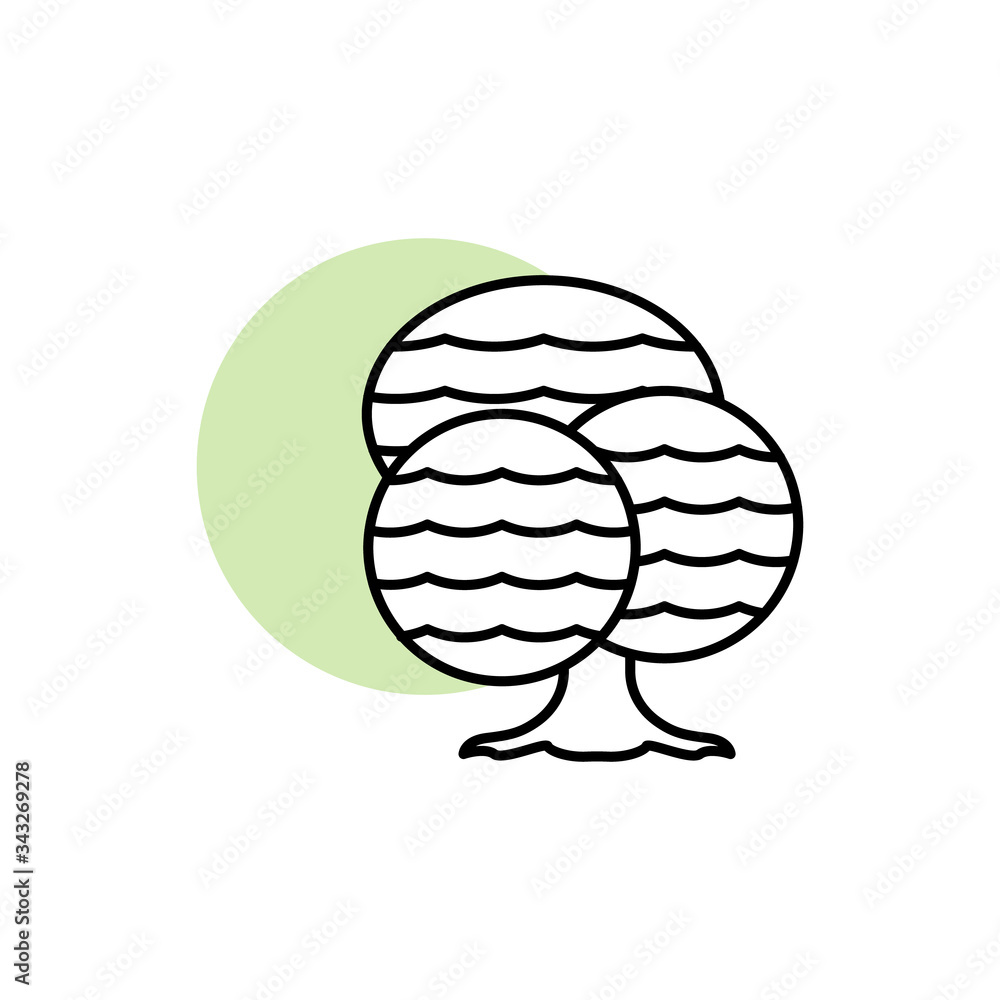 Poster tree, plant icon. simple line, outline vector elements of flora with green circle for ui and ux, web