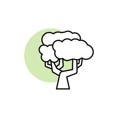 Tree, plant icon. Simple line, outline vector elements of flora with green circle for ui and ux, website or mobile application