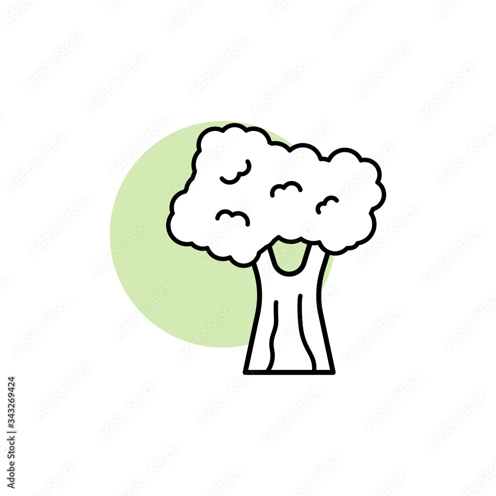 Poster tree, plant icon. simple line, outline vector elements of flora with green circle for ui and ux, web