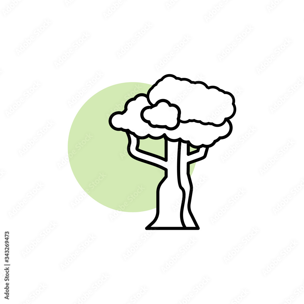 Poster tree, plant icon. simple line, outline vector elements of flora with green circle for ui and ux, web