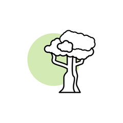 Tree, plant icon. Simple line, outline vector elements of flora with green circle for ui and ux, website or mobile application