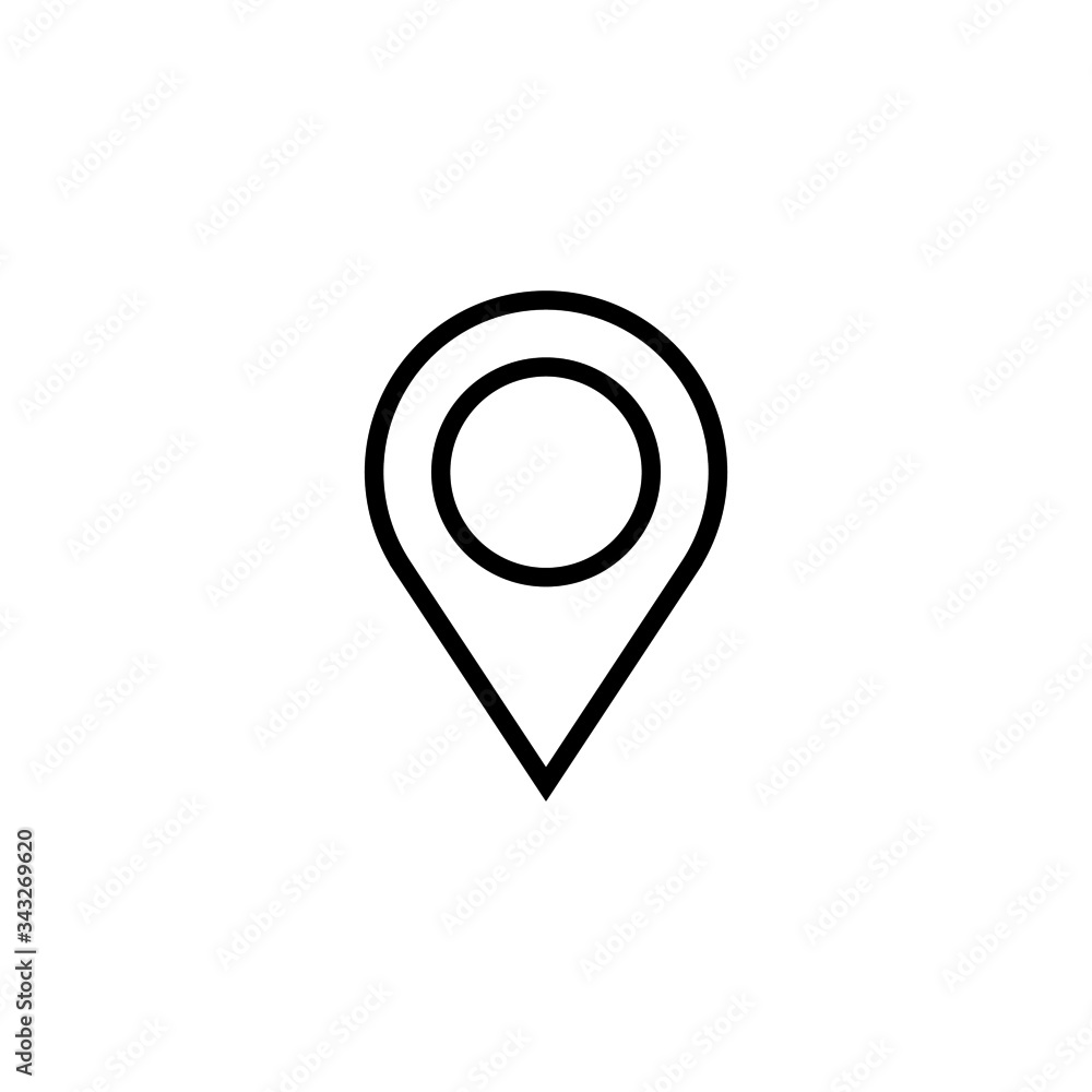 Poster Location icon on the map in outline style on white background