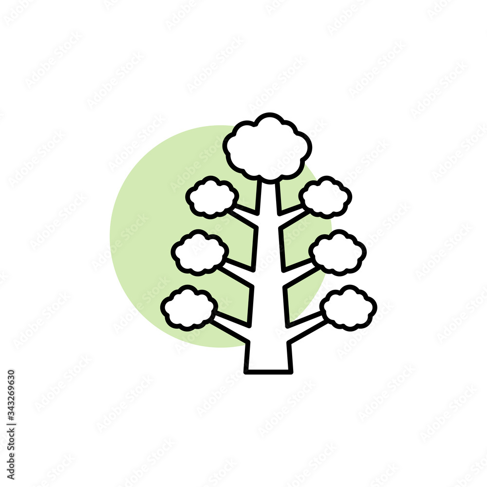 Poster tree, plant icon. simple line, outline vector elements of flora with green circle for ui and ux, web