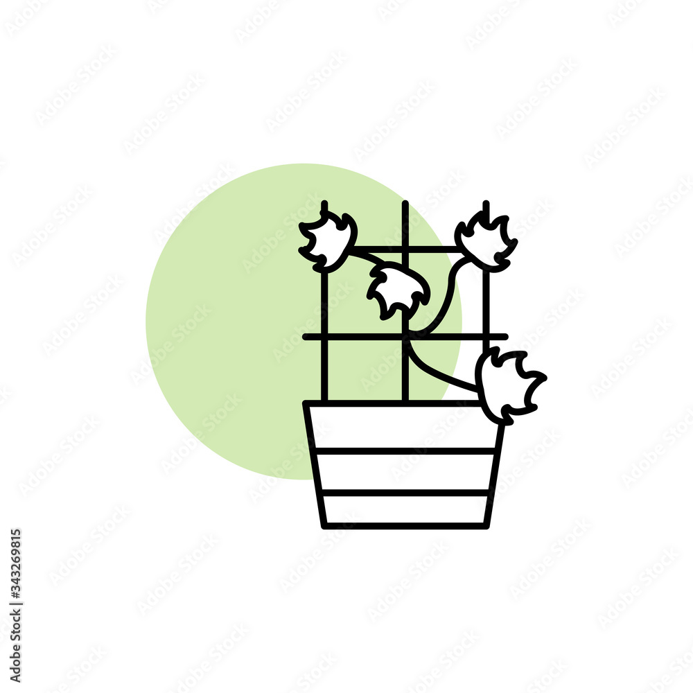 Poster vine, plant icon. simple line, outline vector elements of flora with green circle for ui and ux, web