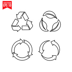 set recycle triangle arrow recycle Icon symbol Flat vector illustration for graphic and web design.