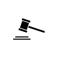Judge Gavel Auction Icon Vector Illustration in black flat design on white background