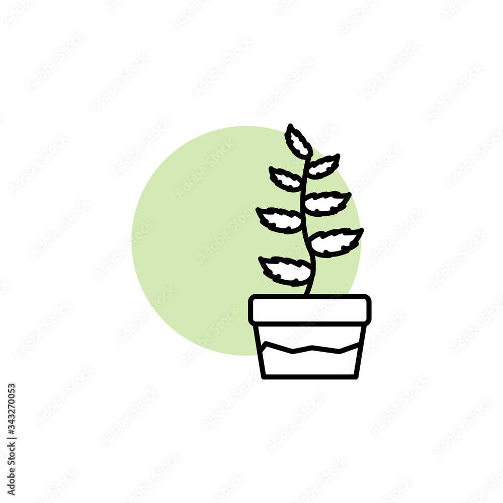 Poster mint, plant icon. simple line, outline vector elements of flora with green circle for ui and ux, web