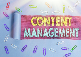 Text sign showing Content Management. Business photo showcasing Process that collects manage and...
