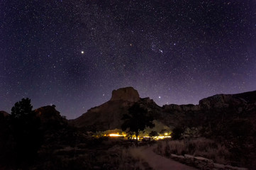 Night skies over Casa Grande from Chisos Basin;  Big Bend NP;  Texas