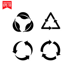 set recycle triangle arrow recycle Icon symbol Flat vector illustration for graphic and web design.