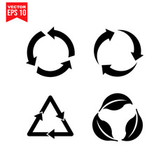 set recycle triangle arrow recycle Icon symbol Flat vector illustration for graphic and web design.