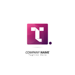 Abstract Initial letter T Logo with Dot Element. Design Vector Illustration Logo Template