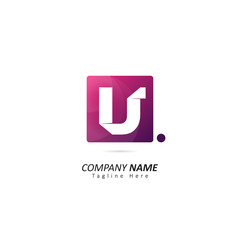 Abstract Initial letter U Logo with Dot Element. Design Vector Illustration Logo Template