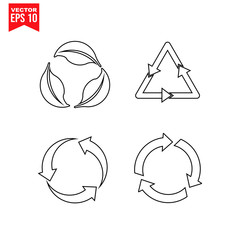 set recycle triangle arrow recycle Icon symbol Flat vector illustration for graphic and web design.