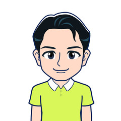 黄緑のシャツを着た若者