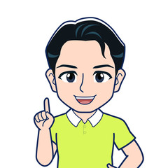 黄緑のシャツを着た若者