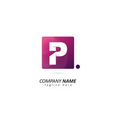 Abstract Initial letter P Logo with Dot Element. Design Vector Illustration Logo Template