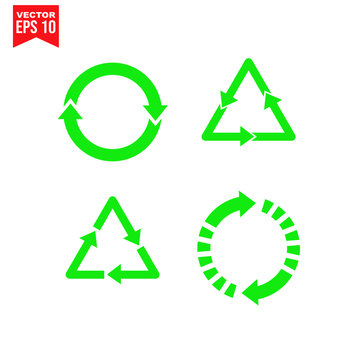 set recycle triangle arrow recycle Icon symbol Flat vector illustration for graphic and web design.