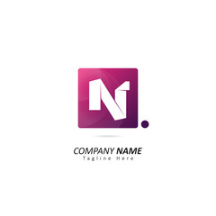 Abstract Initial letter N Logo with Dot Element. Design Vector Illustration Logo Template