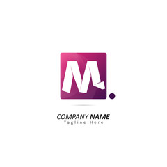 Abstract Initial letter M Logo with Dot Element. Design Vector Illustration Logo Template