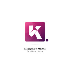 Abstract Initial letter K Logo with Dot Element. Design Vector Illustration Logo Template