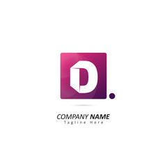 Abstract Initial letter D Logo with Dot Element. Design Vector Illustration Logo Template