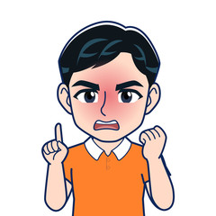 オレンジのシャツを着た男性