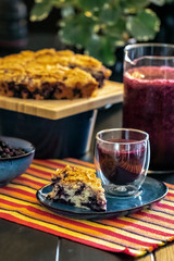 Homemade rustic blueberry buckle cake
