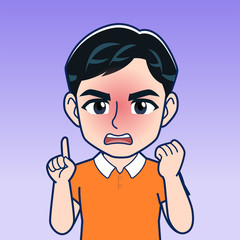 Obraz premium オレンジのシャツを着た男性