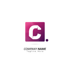 Abstract Initial letter C Logo with Dot Element. Design Vector Illustration Logo Template
