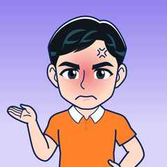 オレンジのシャツを着た男性