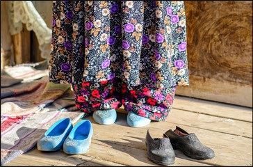 Authentic rubber shoes worn in Anatolia